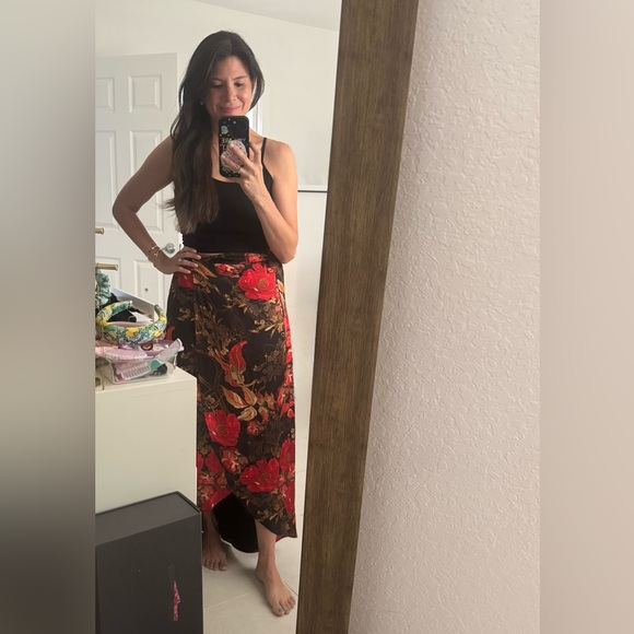 VICI Collection Black Floral Wrap Skirt - Picture 5 of 5